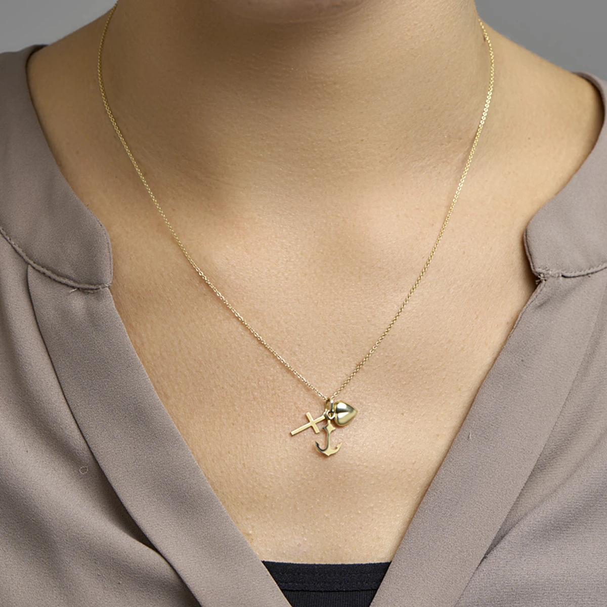 hanger geloof, hoop en liefde 14K geelgoud