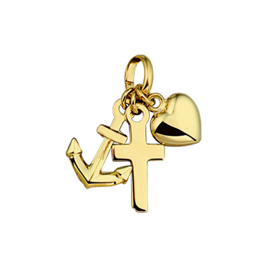 hanger geloof, hoop en liefde 14K geelgoud