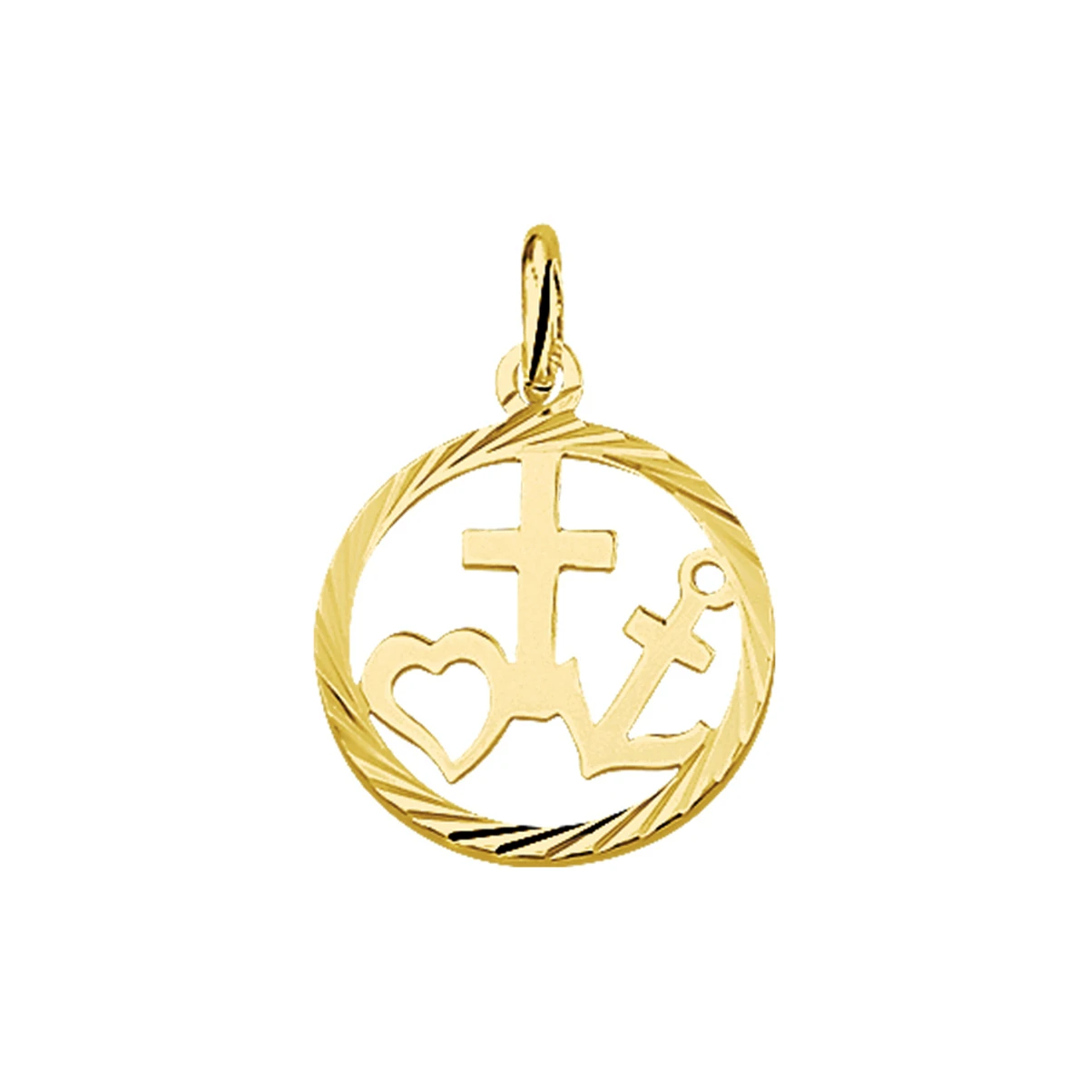 hanger geloof, hoop en liefde gediamanteerd 14K geelgoud