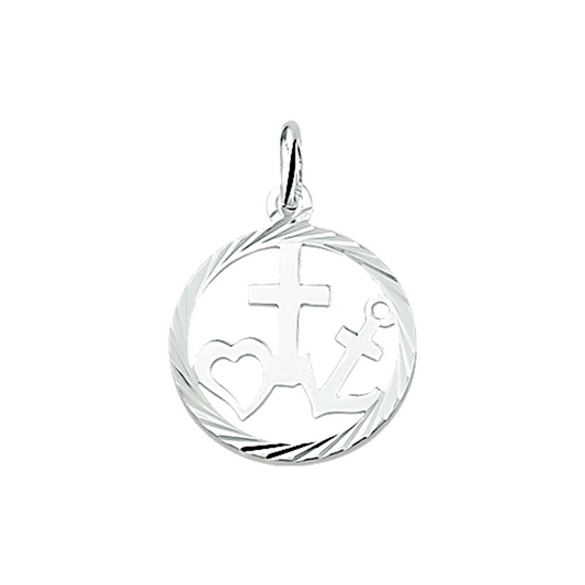 hanger geloof, hoop en liefde gediamanteerd zilver wit