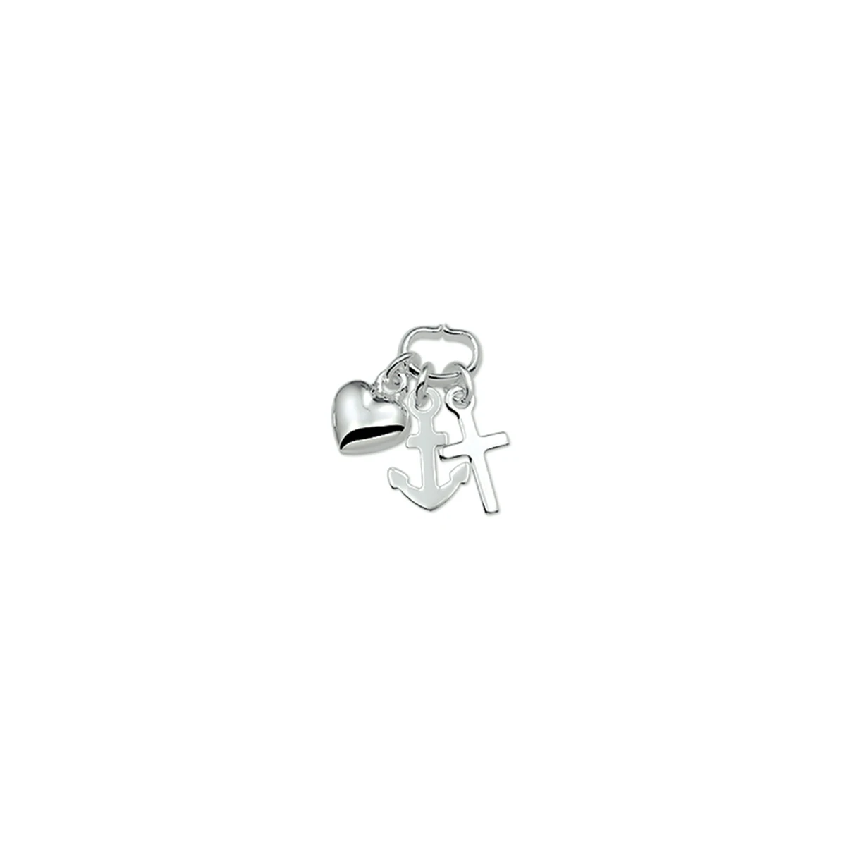 hanger geloof, hoop en liefde zilver gerhodineerd