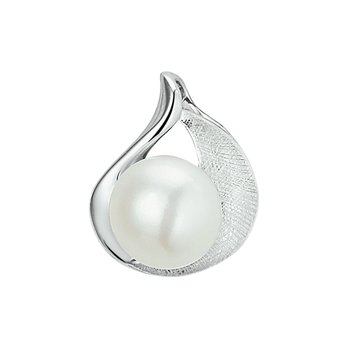 hanger gescratcht parel zilver gerhodineerd