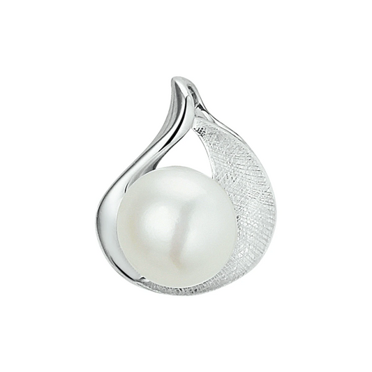 hanger gescratcht parel zilver gerhodineerd