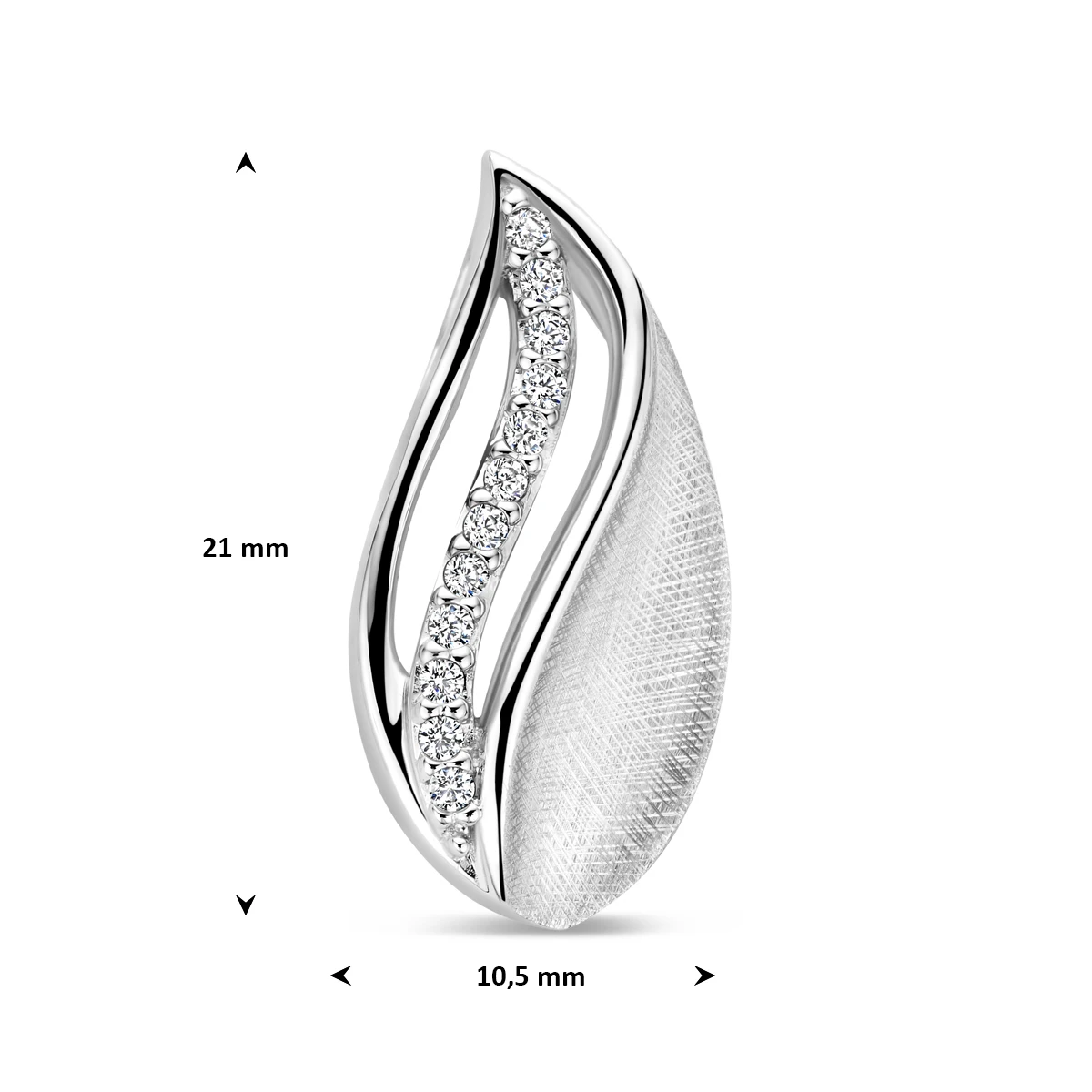 hanger gescratcht poli/mat zirkonia 21 mm zilver gerhodineerd