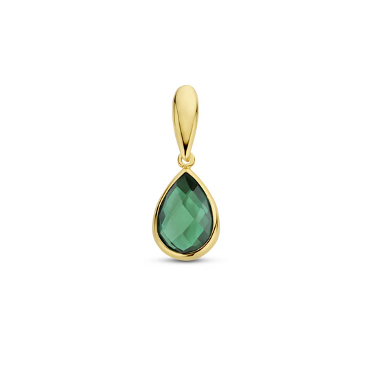 hanger groen agaat 12,5 mm 14K geelgoud