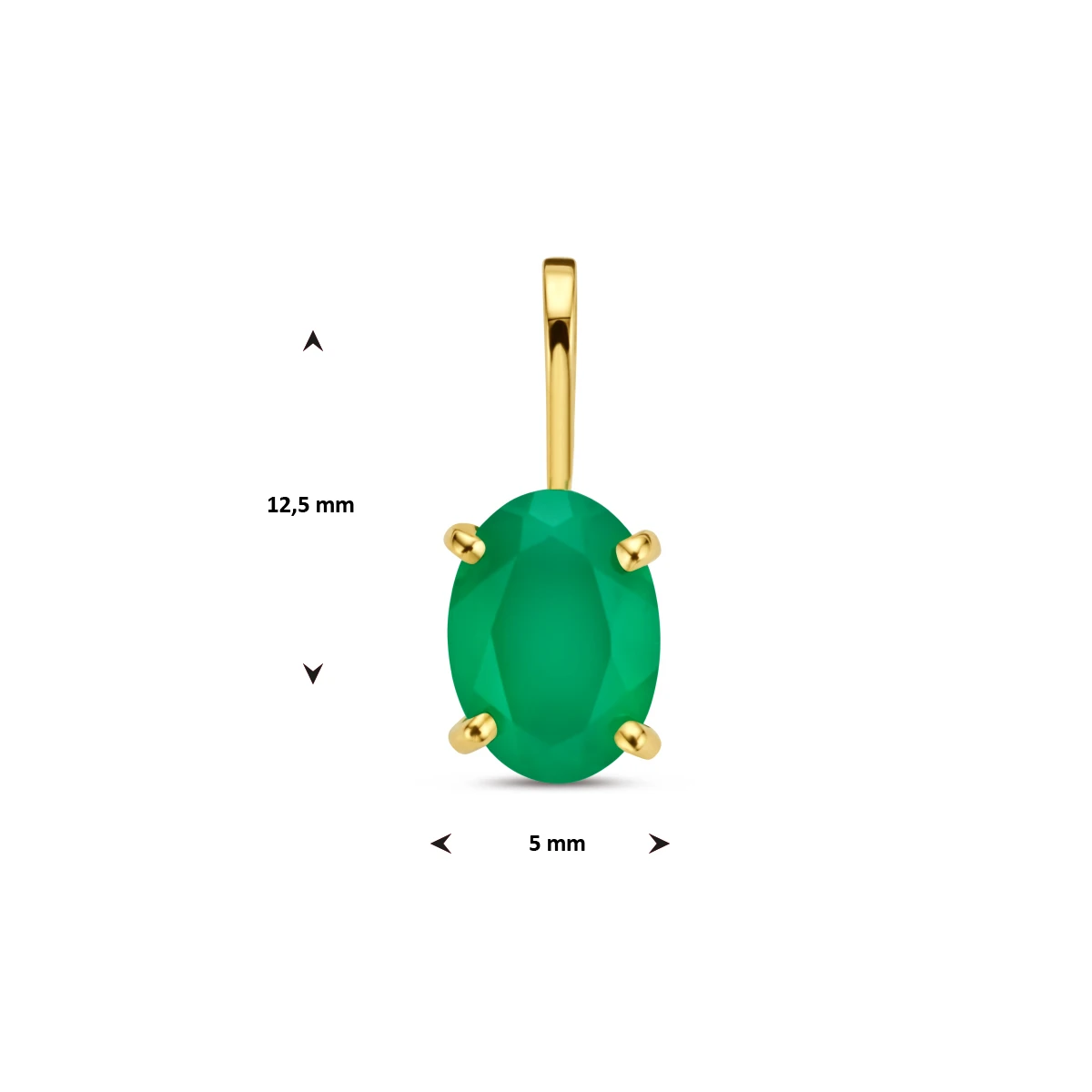 hanger groen agaat 14K geelgoud