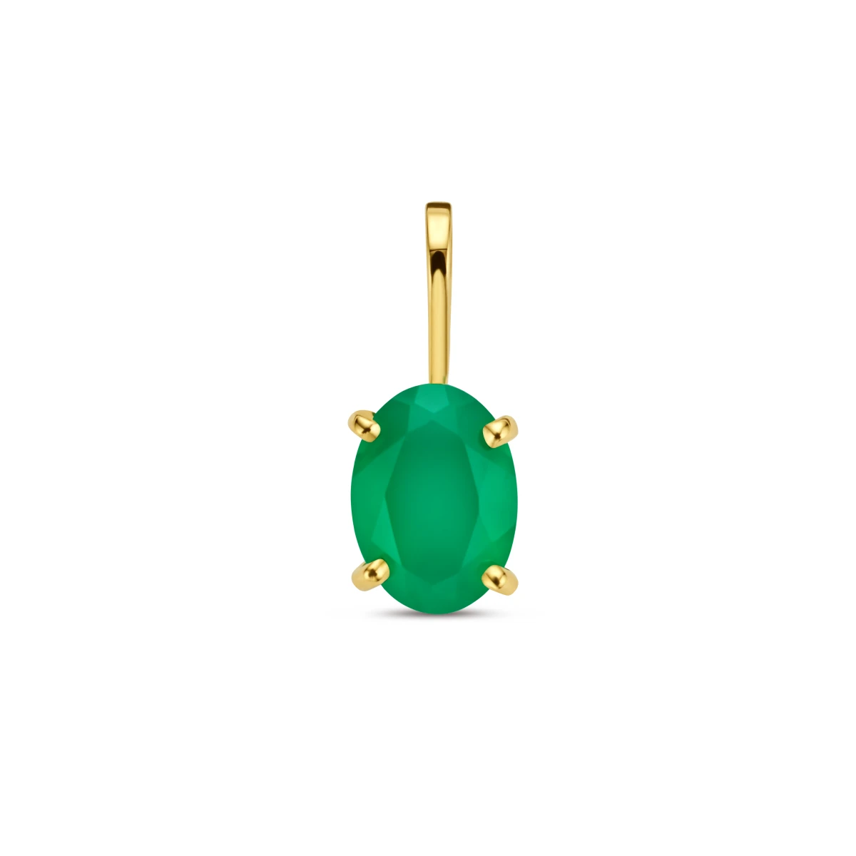 hanger groen agaat 14K geelgoud