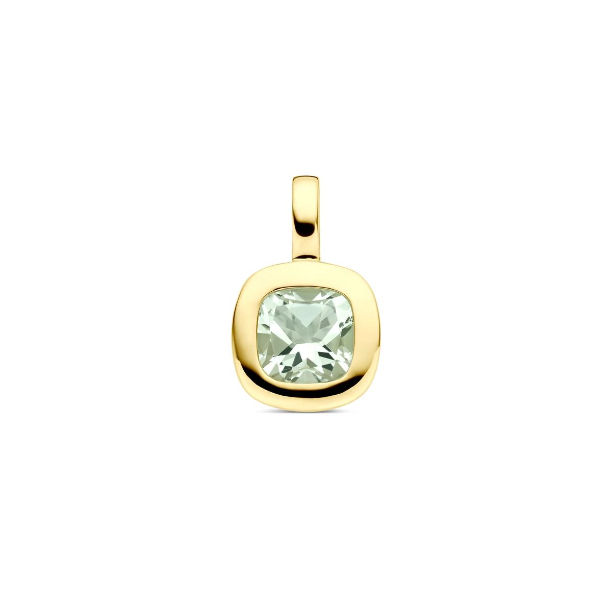 hanger groen amethist 14 mm 14K geelgoud