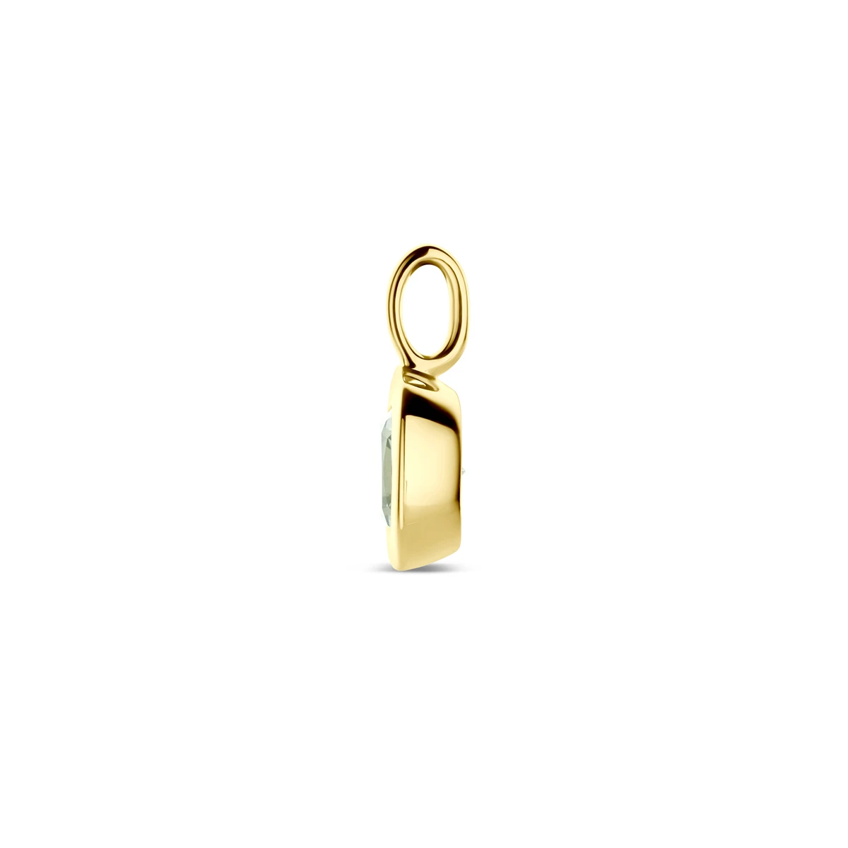 hanger groen amethist 14 mm 14K geelgoud