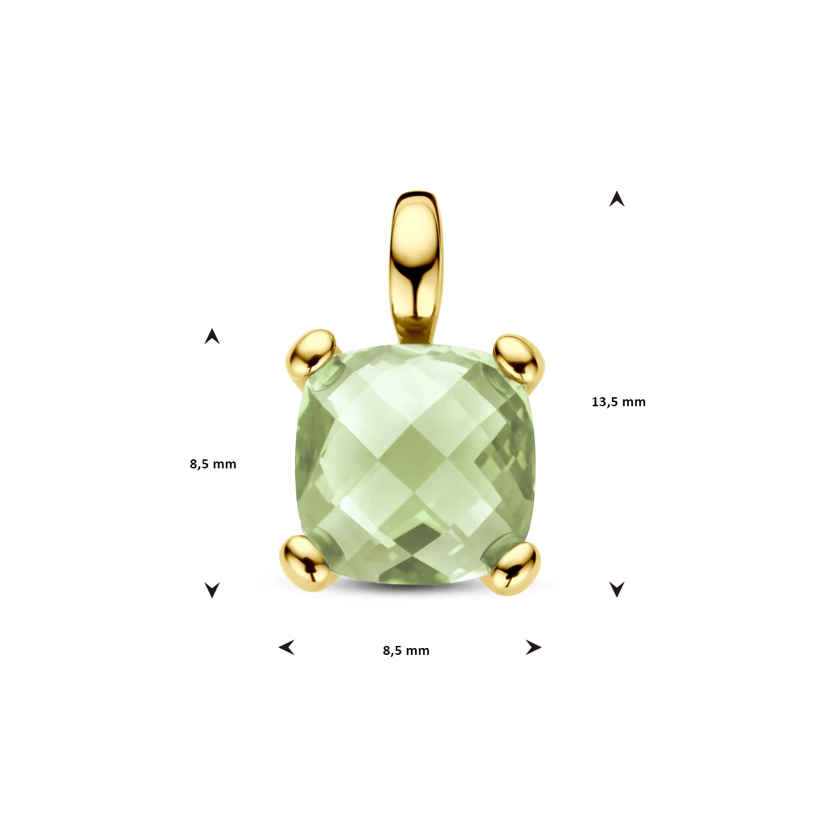 hanger groen amethist 14K geelgoud