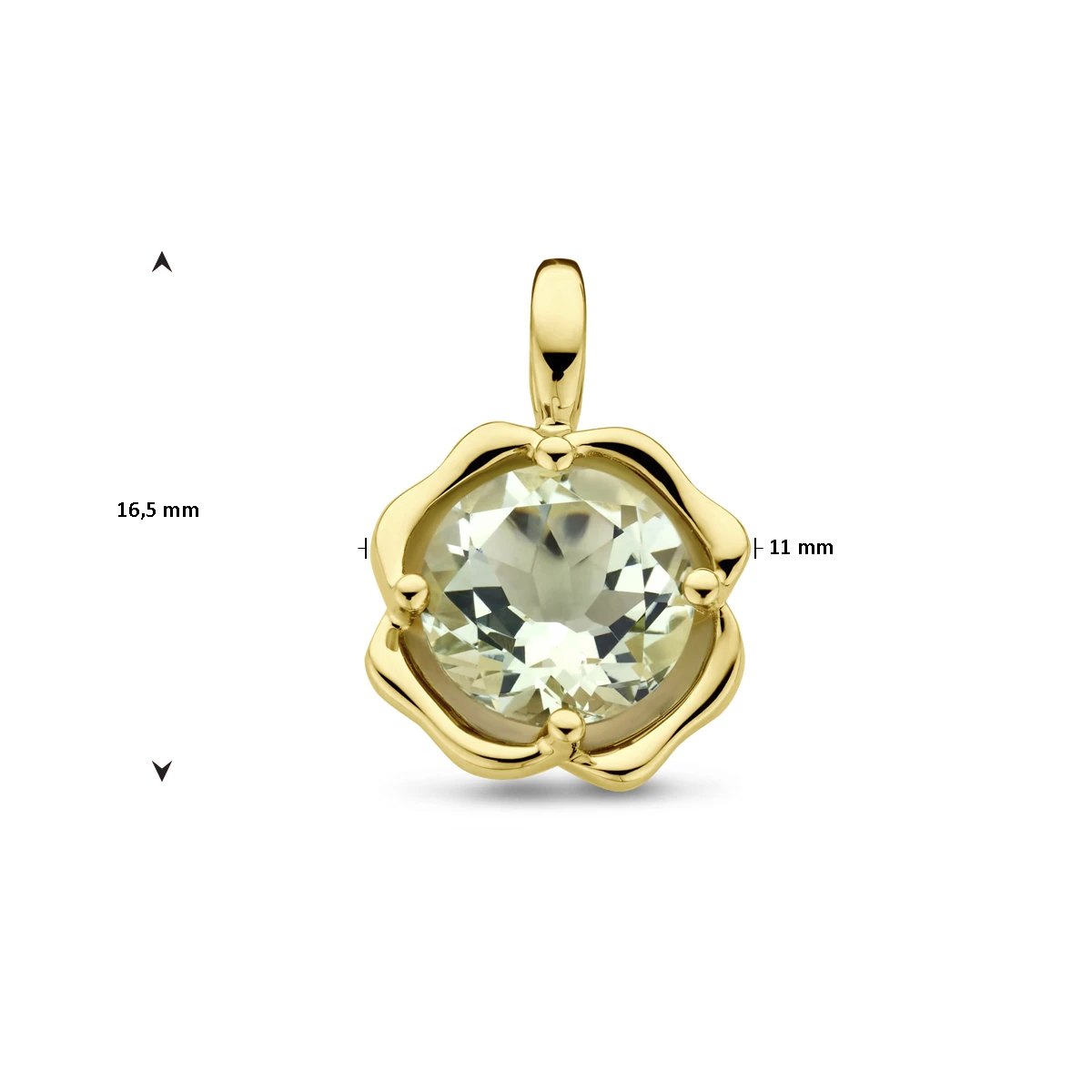 hanger groen amethist 14K geelgoud