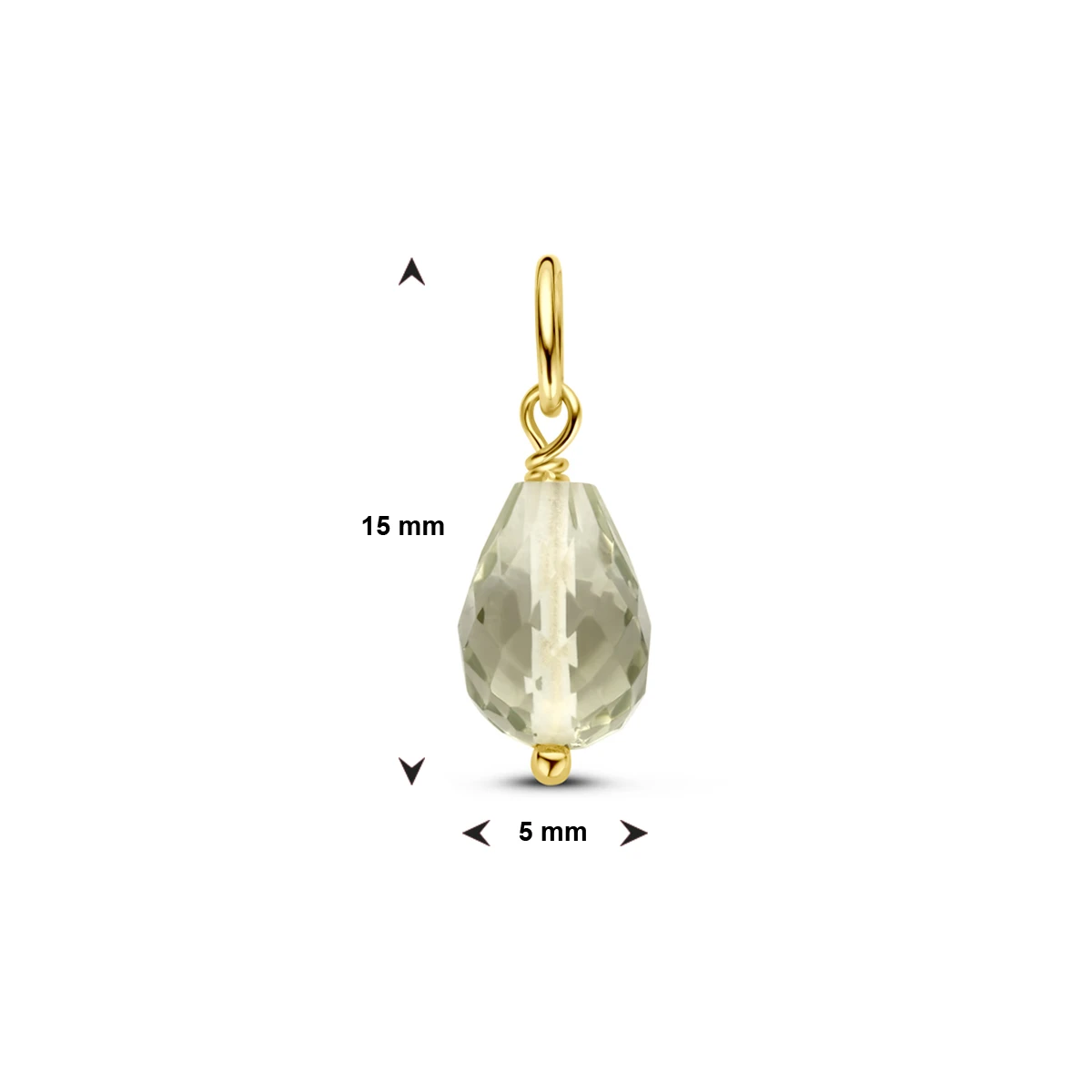 hanger groen amethist 15 mm 14K geelgoud