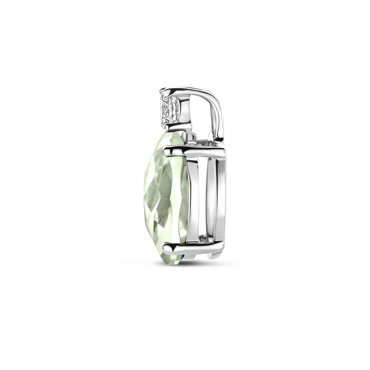 hanger groen amethist en zirkonia 13 mm zilver gerhodineerd