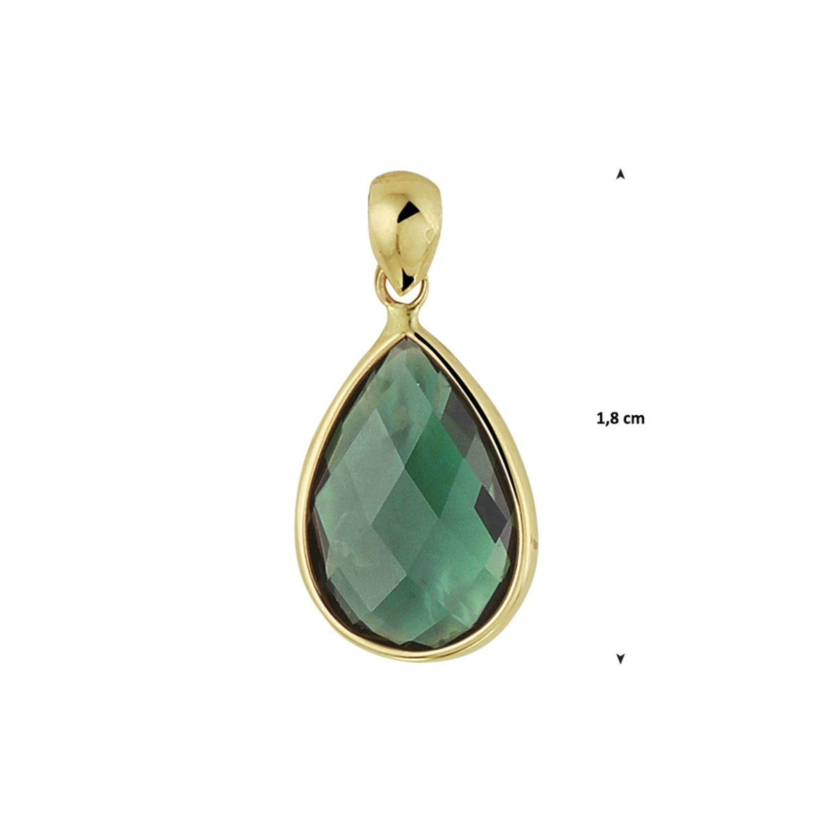 hanger groen kwarts 14K geelgoud