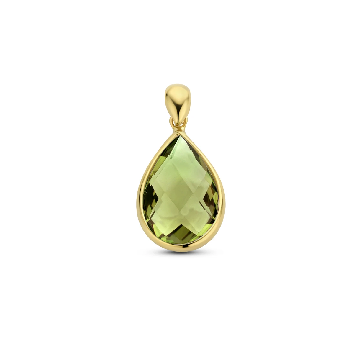 Hanger groen kwarts 18K geelgoud