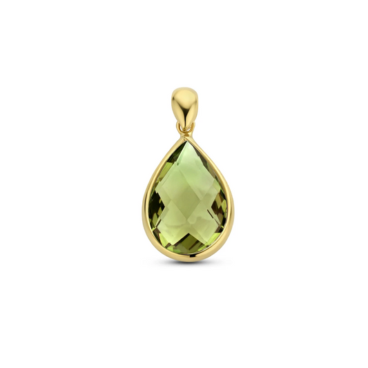 Hanger groen kwarts 18K geelgoud