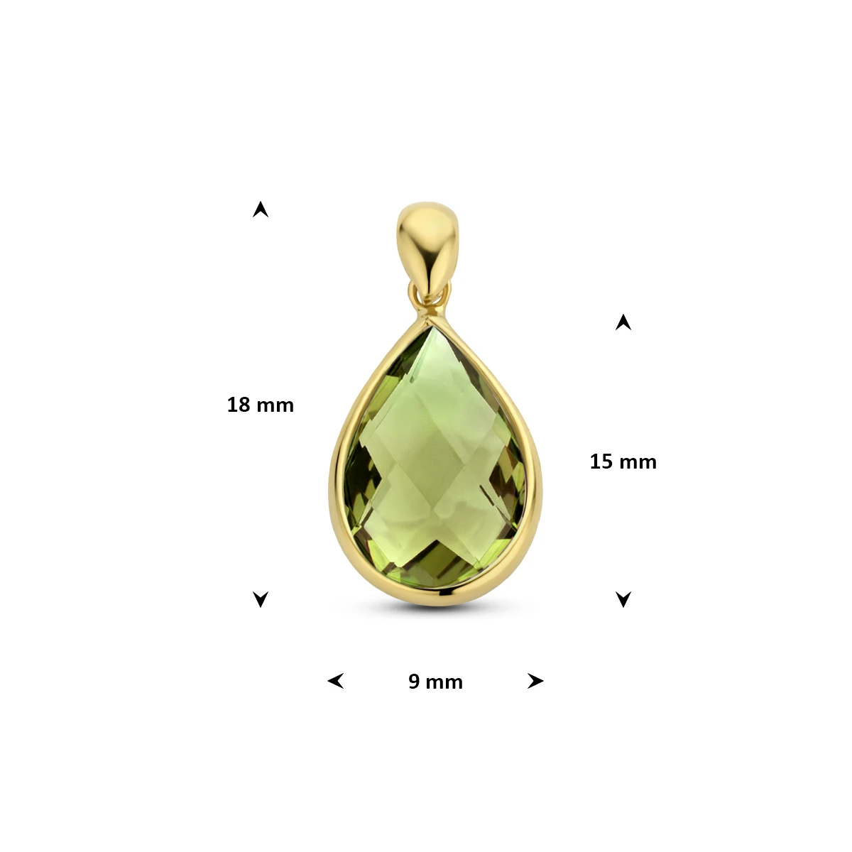 Hanger groen kwarts 18K geelgoud
