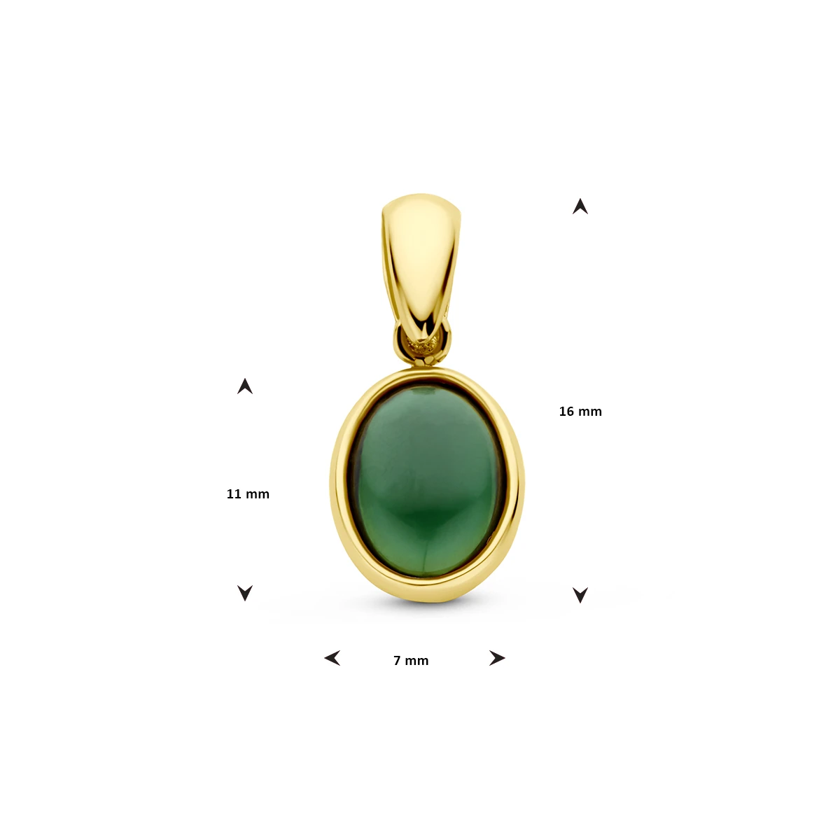 hanger groen toermalijn 14K geelgoud