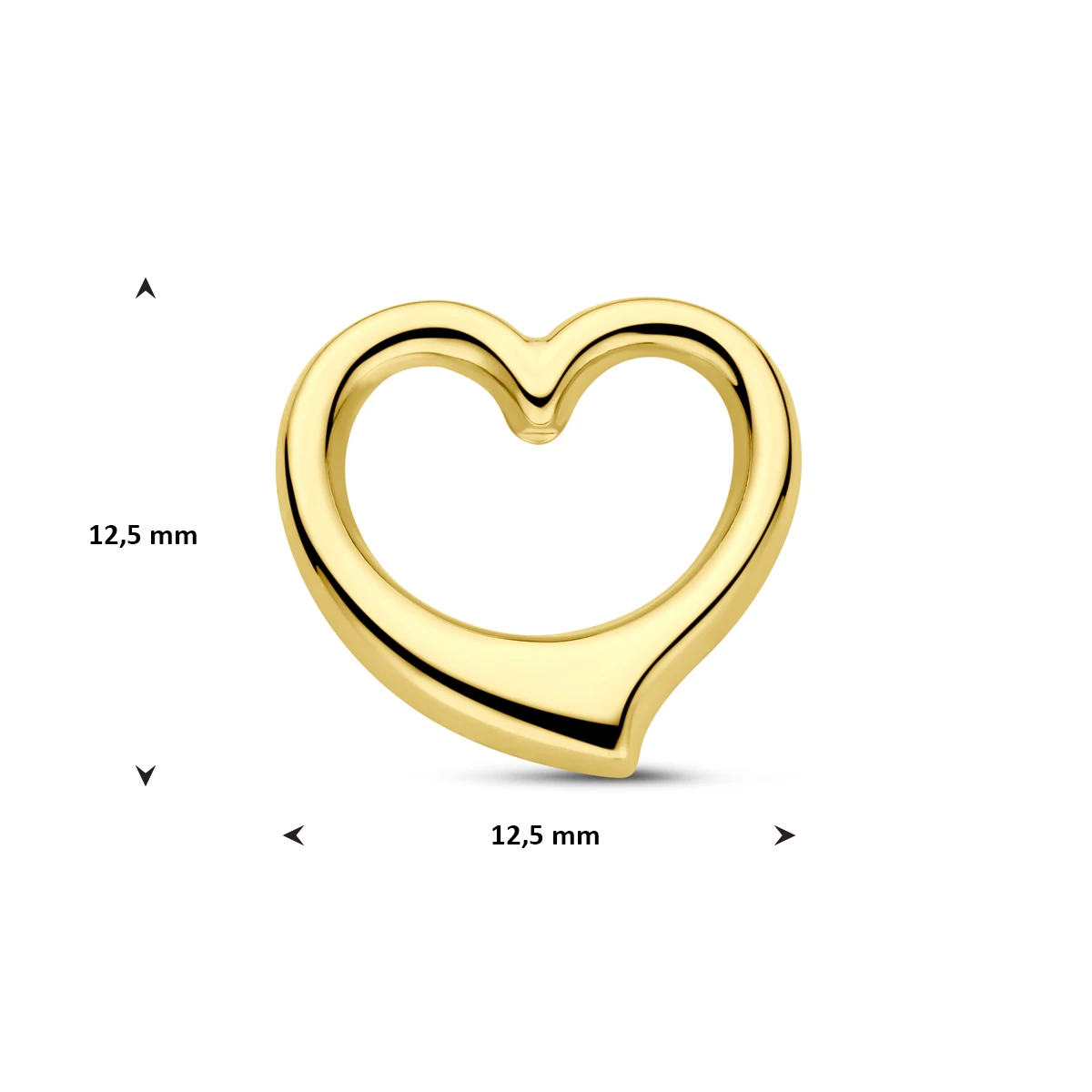 hanger hart 12,5 mm 14K geelgoud