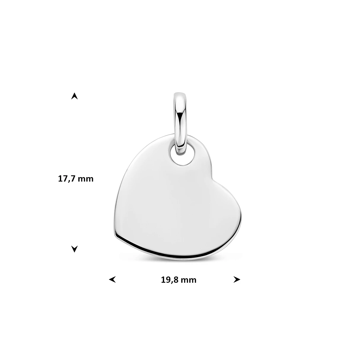 hanger hart 17,7 mm zilver gerhodineerd