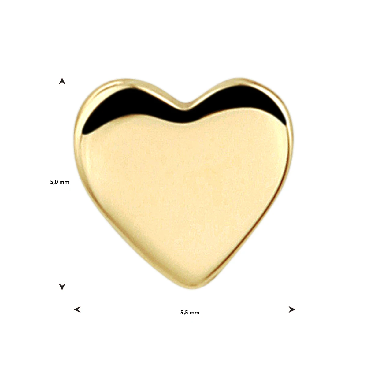 hanger hart 5 mm 14K geelgoud