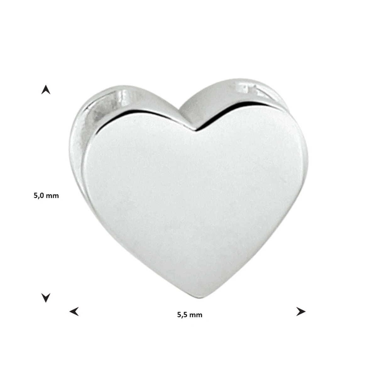 hanger hart 5 mm zilver gerhodineerd