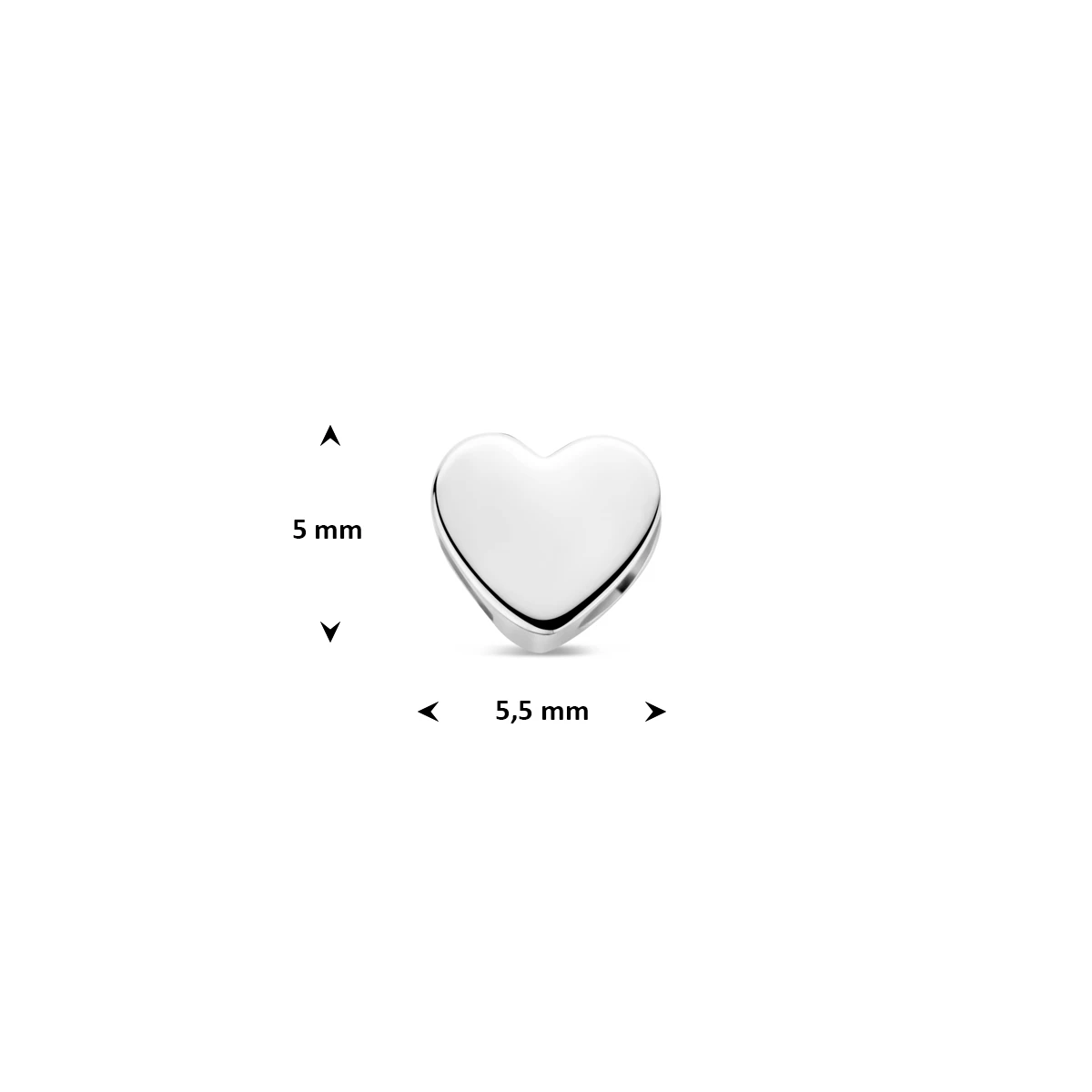 hanger hart 5 mm zilver gerhodineerd