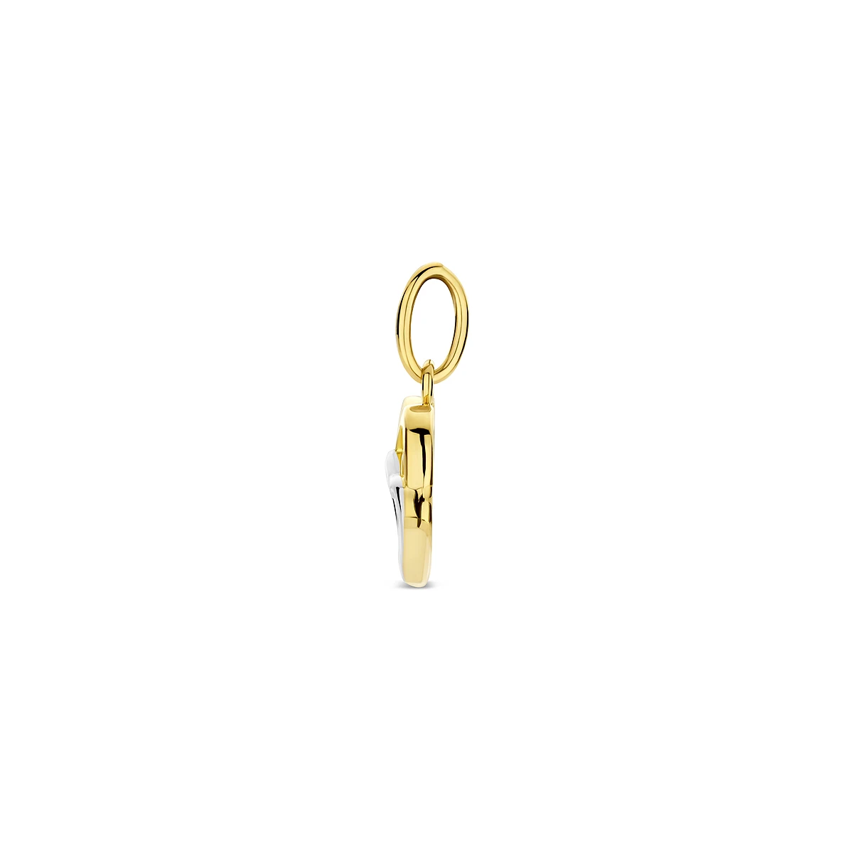 hanger hart bicolor gestift 9 mm 14K geelgoud