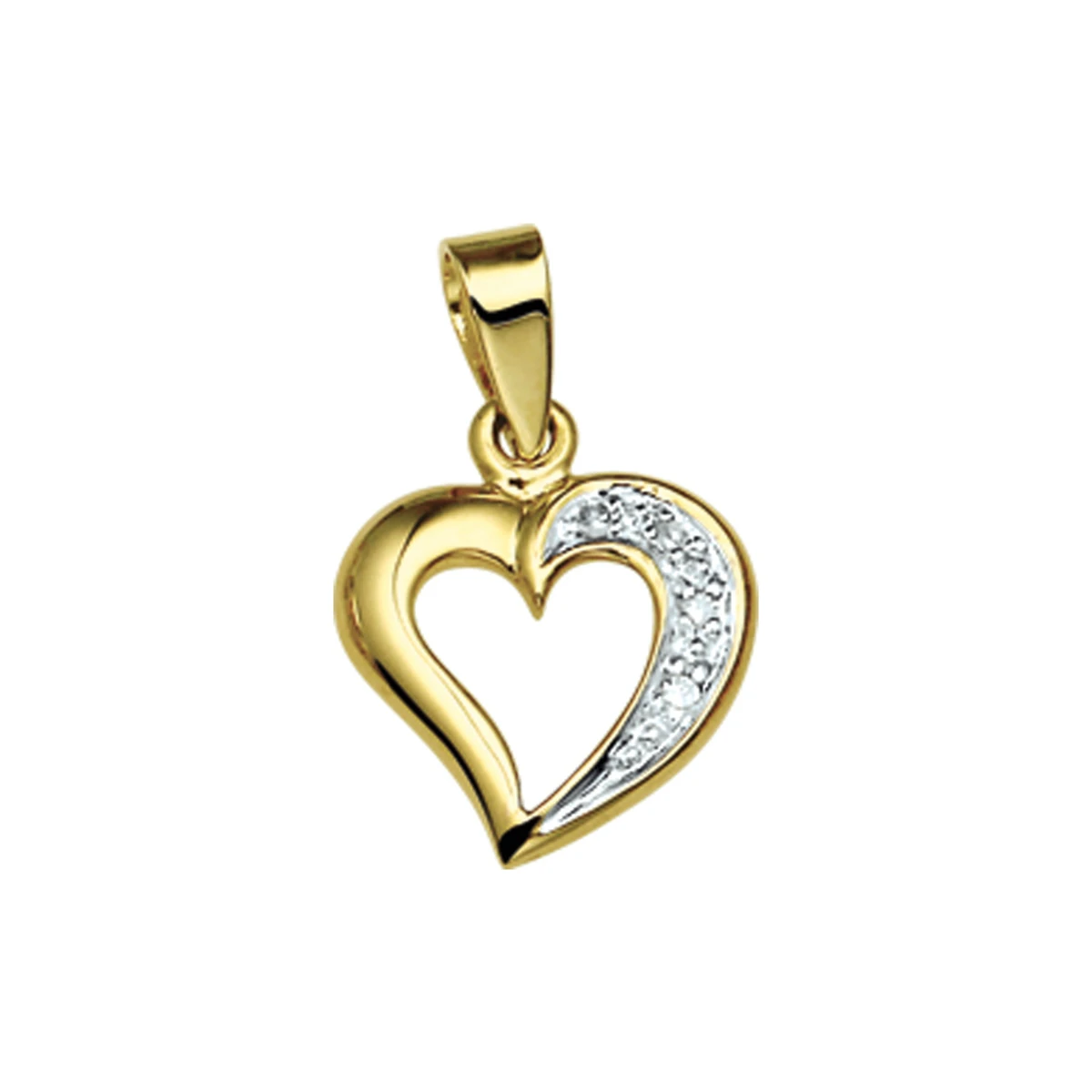 hanger hart diamant 0.018 ct. 14K geelgoud