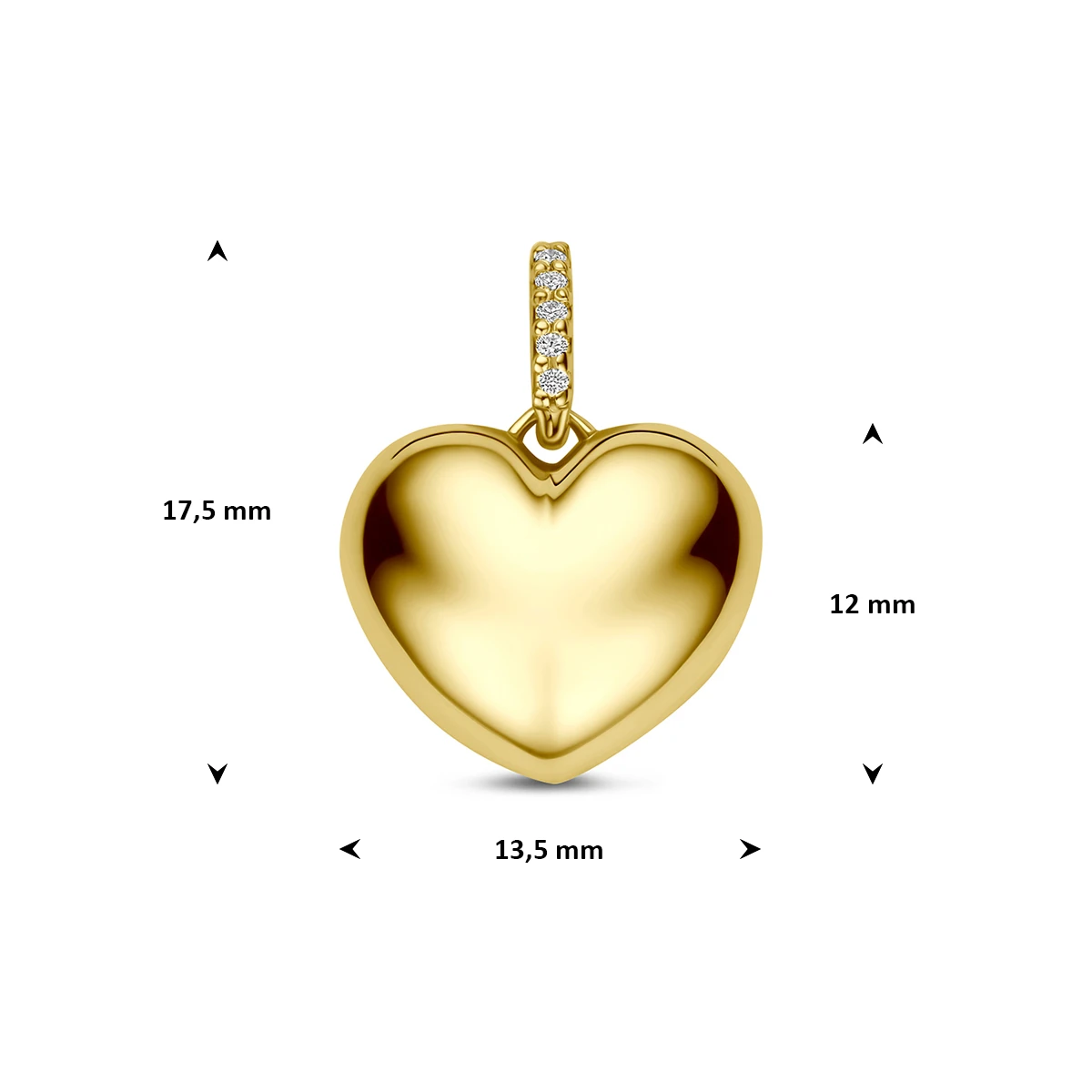 hanger hart diamant 0.03ct h si 12 mm 14K geelgoud