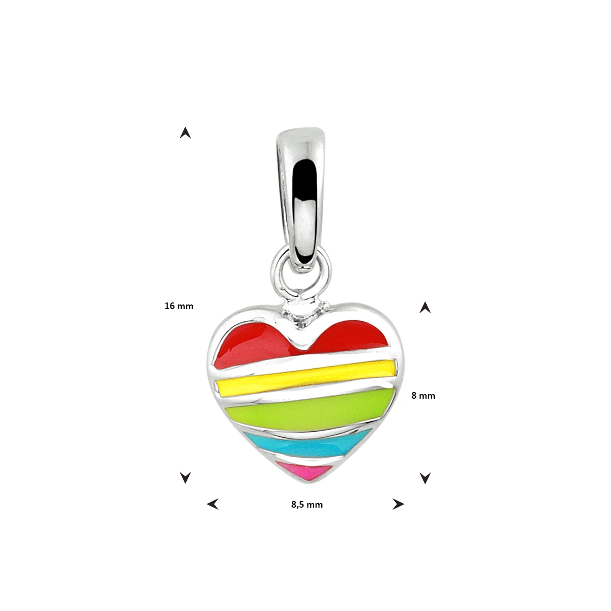 hanger hart emaille zilver gerhodineerd