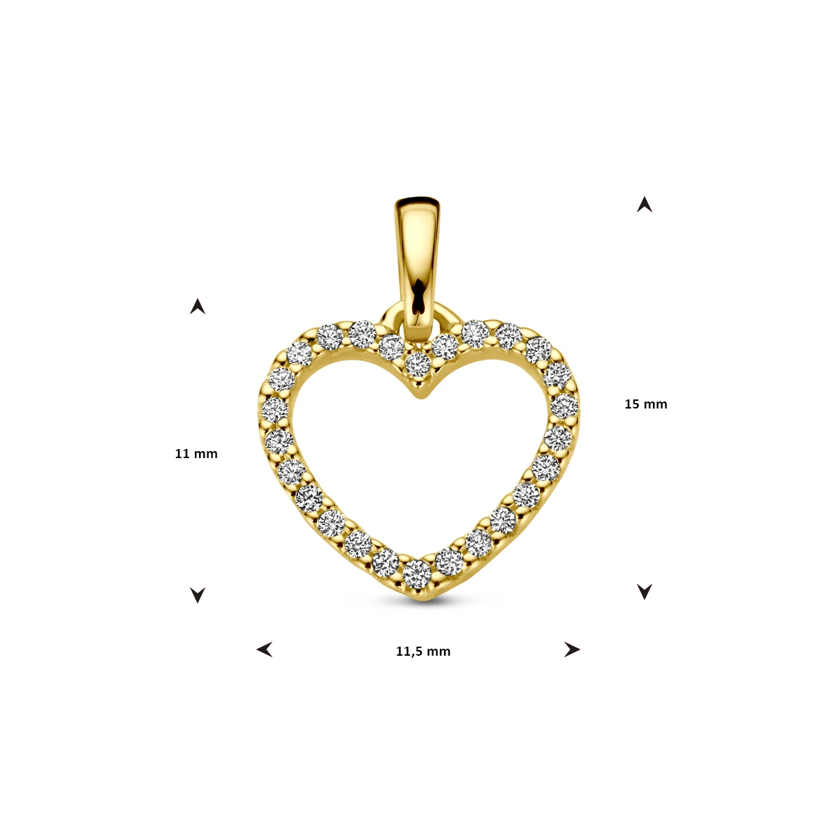 hanger hart en diamant h si 14K geelgoud