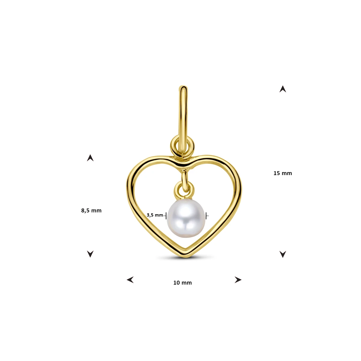 hanger hart en parel 14K geelgoud