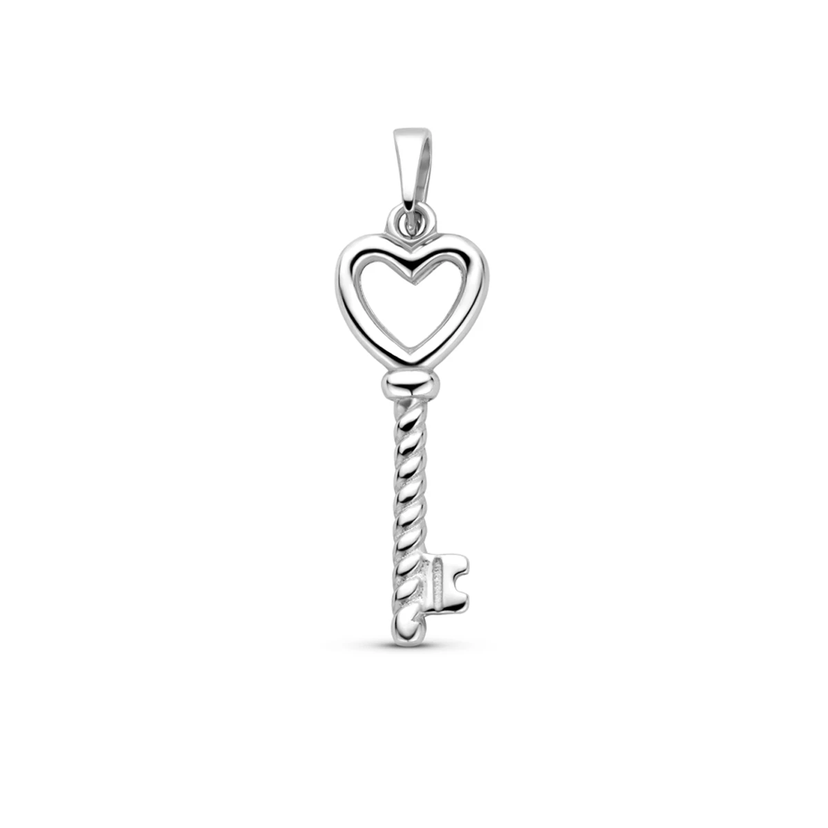 hanger hart en sleutel 23 mm zilver gerhodineerd