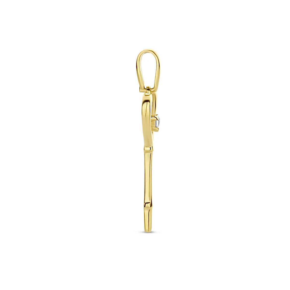 hanger hart en sleutel zirkonia 14K geelgoud