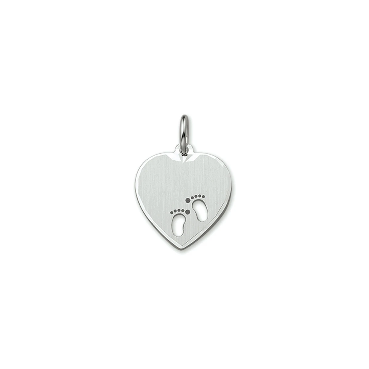 hanger hart en voetjes poli/mat zilver gerhodineerd