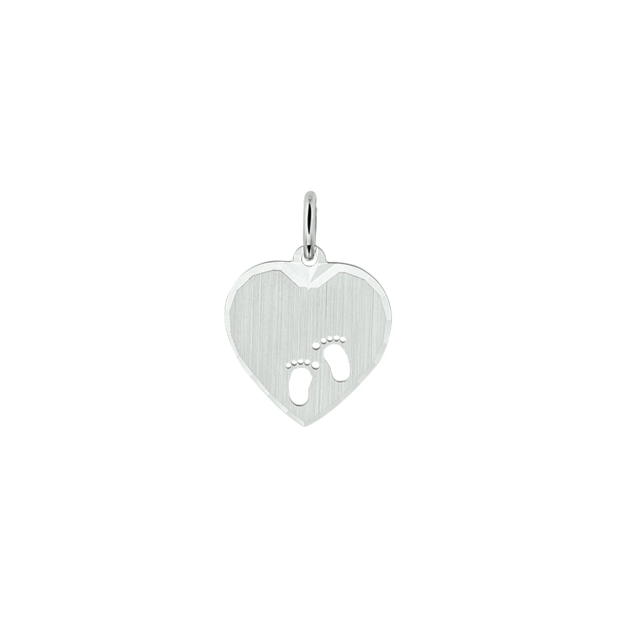 hanger hart en voetjes poli/mat zilver gerhodineerd