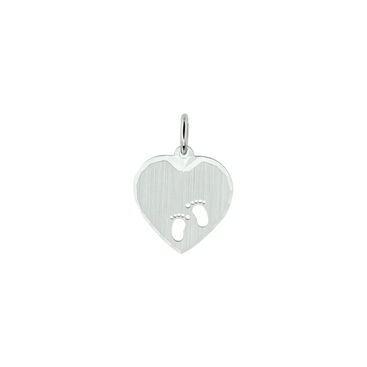 hanger hart en voetjes poli/mat zilver gerhodineerd