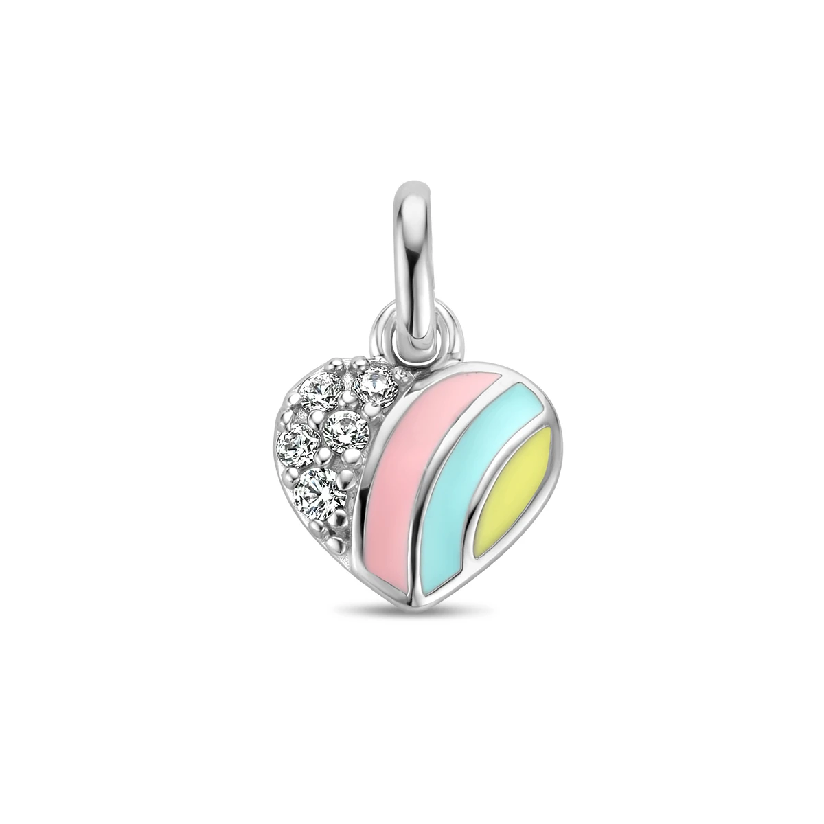 hanger hart en zirkonia emaille zilver gerhodineerd