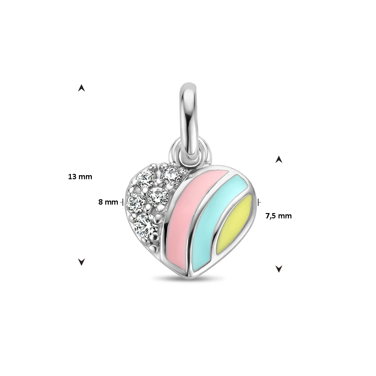 hanger hart en zirkonia emaille zilver gerhodineerd