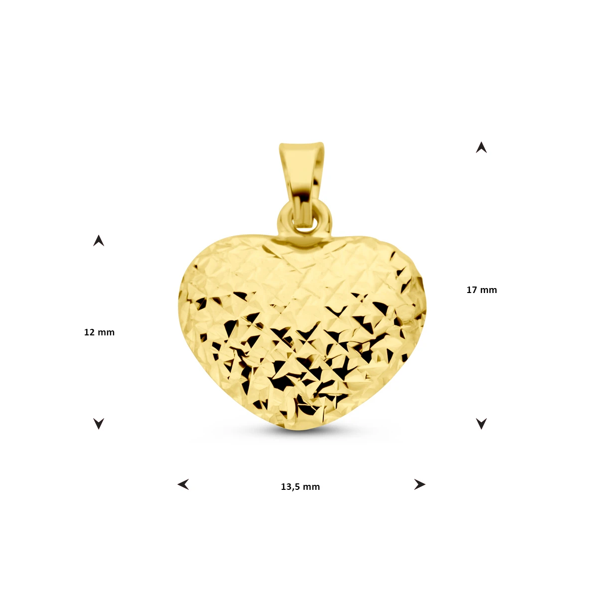 hanger hart gediamanteerd 14K geelgoud