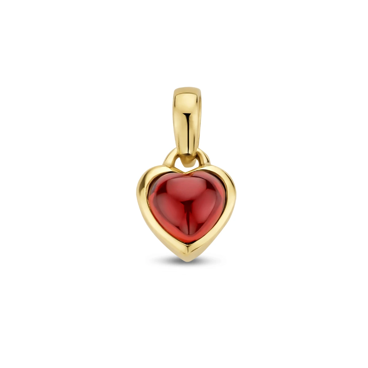 hanger hart granaat 14K geelgoud