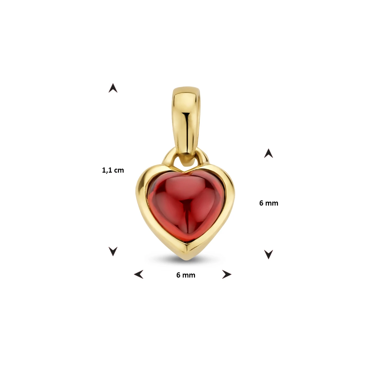 hanger hart granaat 14K geelgoud