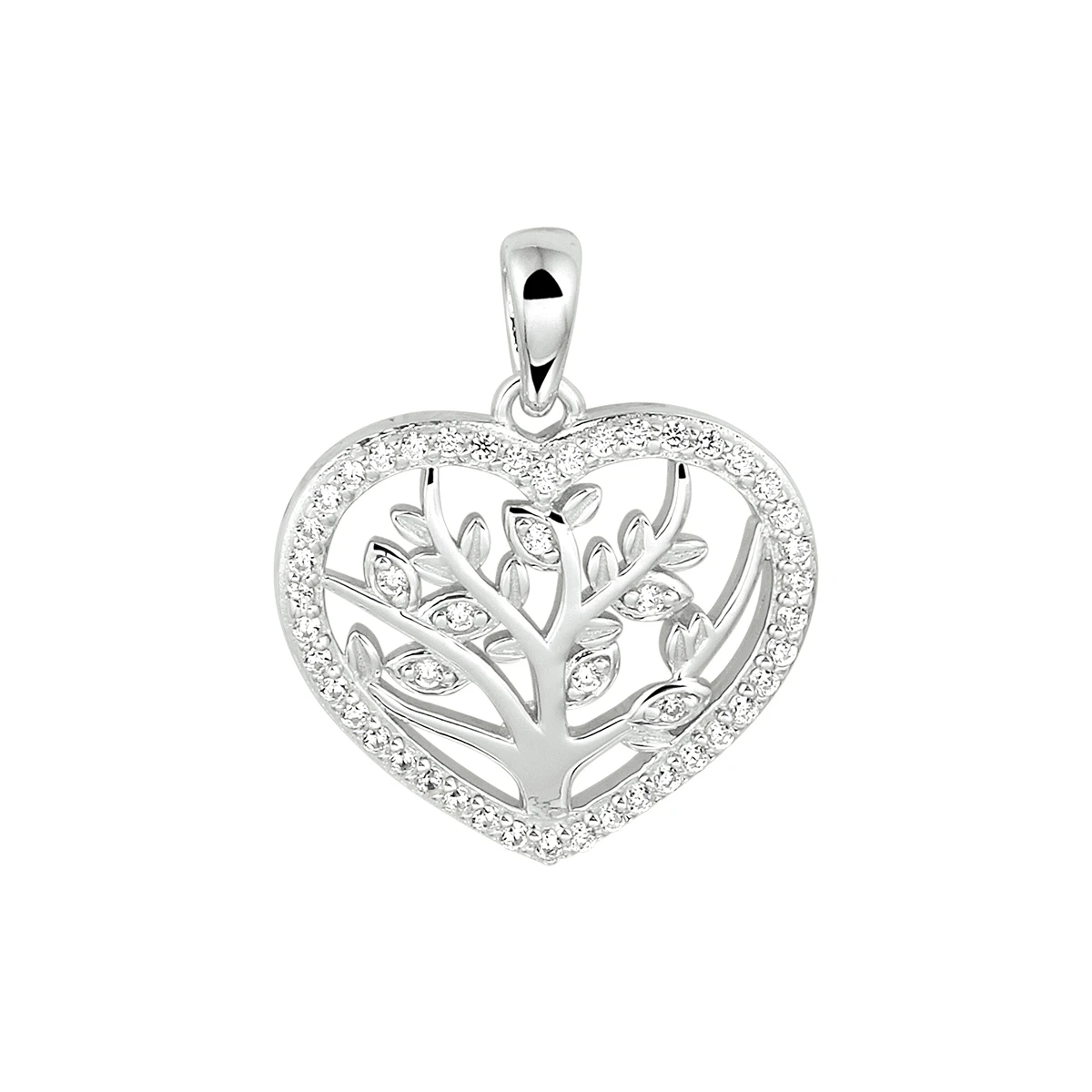 hanger hart levensboom zilver gerhodineerd