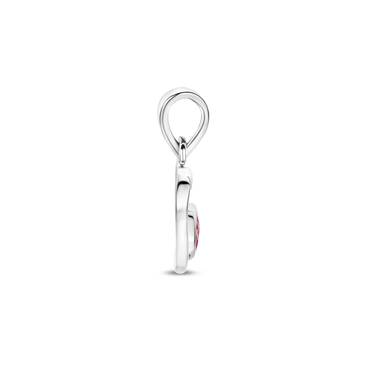 hanger hart lieveheersbeestje emaille zilver gerhodineerd