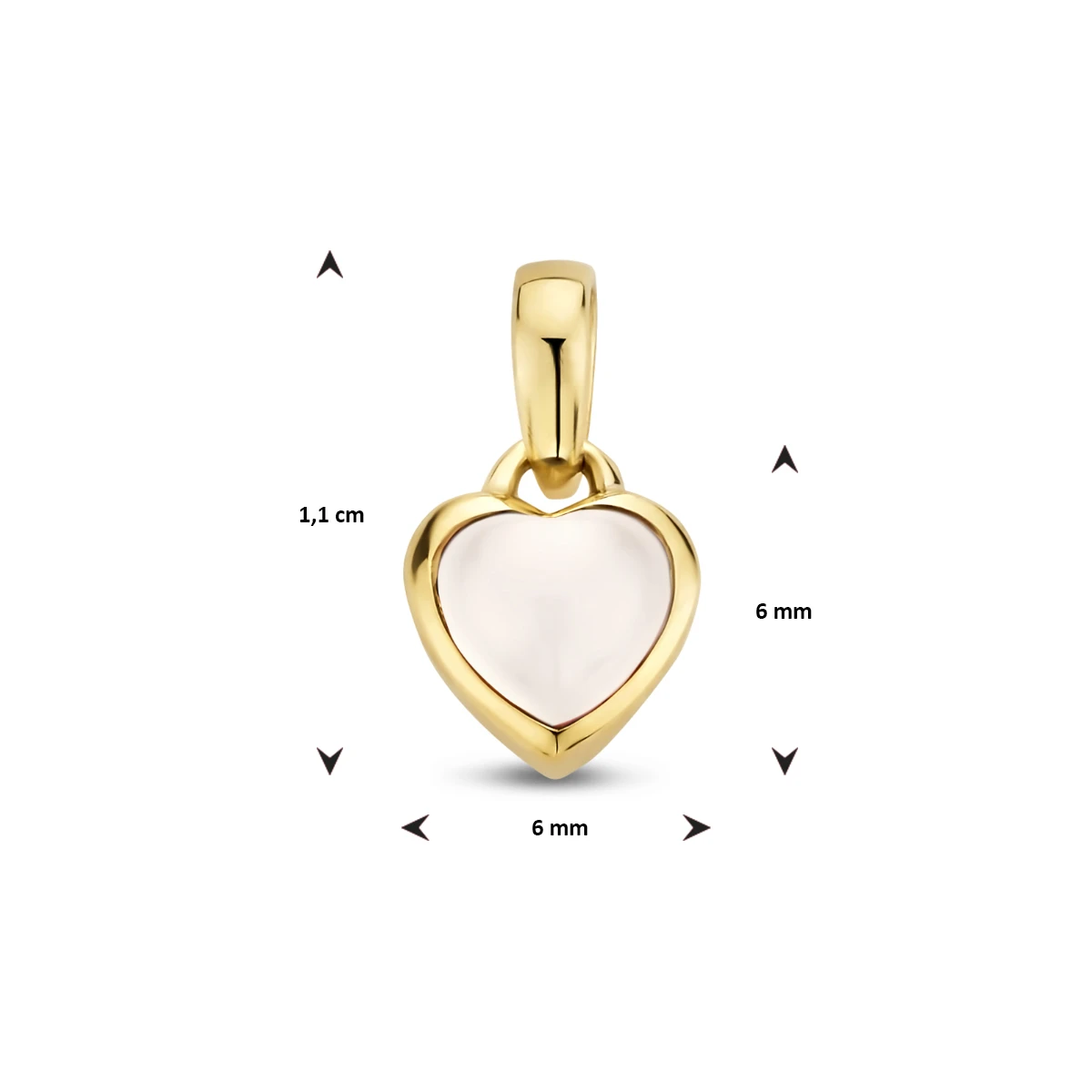 hanger hart maansteen 14K geelgoud