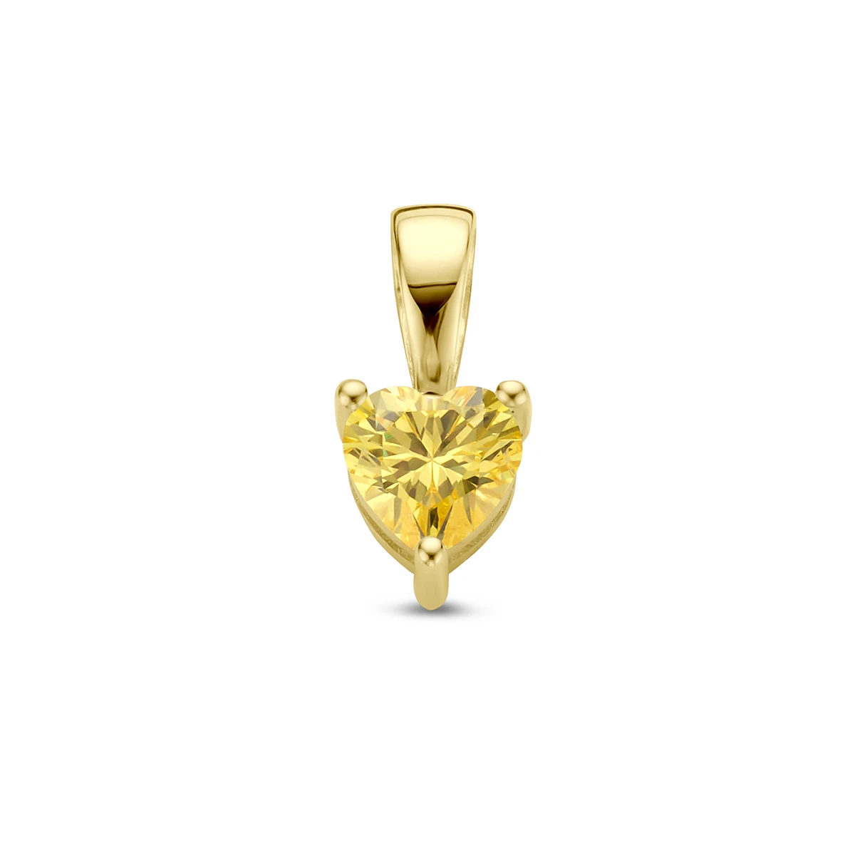 hanger hart met synth. geboortesteen 14K geelgoud