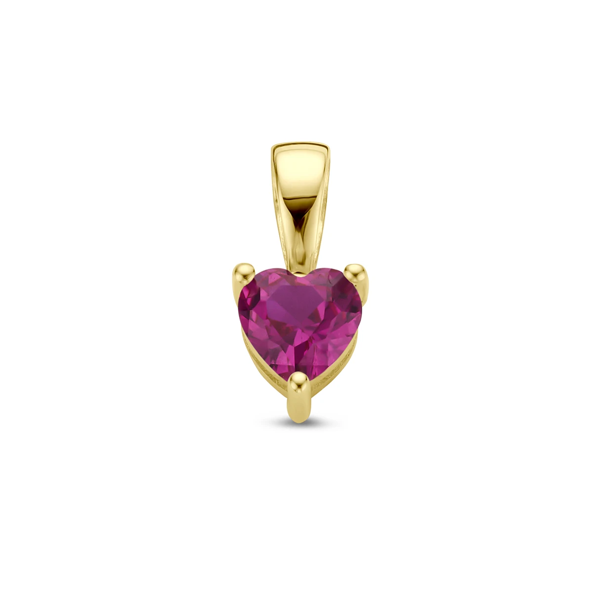 hanger hart met synth. geboortesteen 14K geelgoud