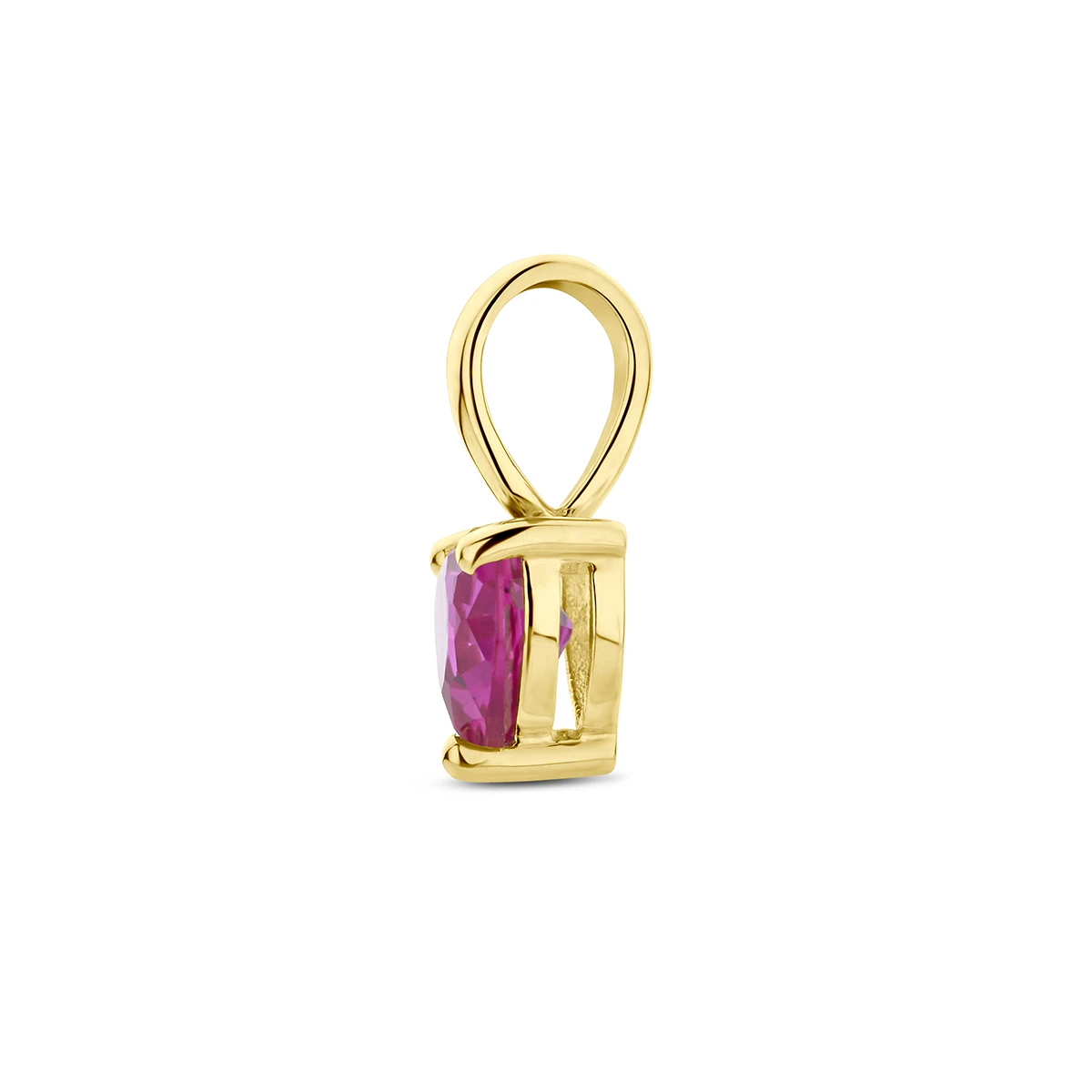 hanger hart met synth. geboortesteen 14K geelgoud