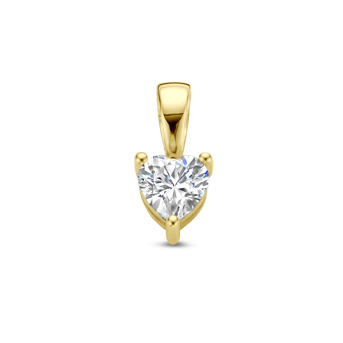 hanger hart met synth. geboortesteen 14K geelgoud